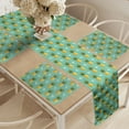 thumbnail image 2 of Ambesonne Pineapple Table Runner & Placemats, Geometric Hipster, Placemat 4 pcs + Runner 16"x72", Orange Seafoam Green, 2 of 2