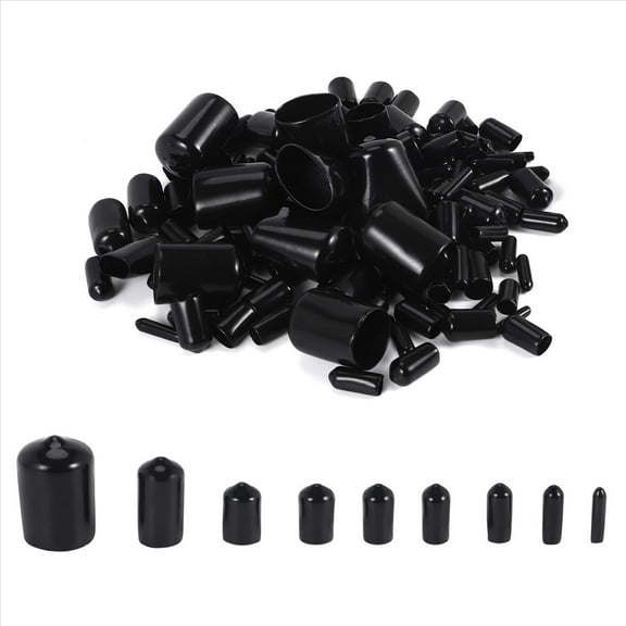 160Pcs Assorted Size Rubber End Caps, Flexible Screw Thread Protector Caps Round Vinyl Bolt Screw Cover Caps in 9 Size