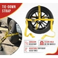 thumbnail image 5 of 8 Pack 2" x 120" Yellow Side Mount Wheel Tie Down Strap with Flat Hook & Dual Ratchet – 3,333 lbs WLL Wheel Net Fits 14–17" Tires, Heavy Duty Vehicle Tie Down Strap for Car Hauling, 5 of 8