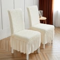 thumbnail image 6 of KBOOK Chair Slipcover Pleated Ruffled Skirt Dining Chair Cover Protector, Cream, 6 of 6