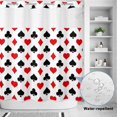 thumbnail image 3 of No Hook Shower Curtain with Built-in Rings - Poker Game Texture Washable Waterproof Fabric Bathroom Curtains for Hotel,Rentals, 72 X 72 Inch Long , Red Black Casino Pattern, 3 of 8