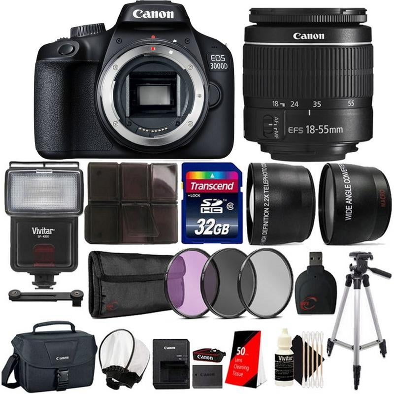 Canon EOS 3000D SLR Camera w/ 18-55mm Lens and 32GB Accessory Kit
