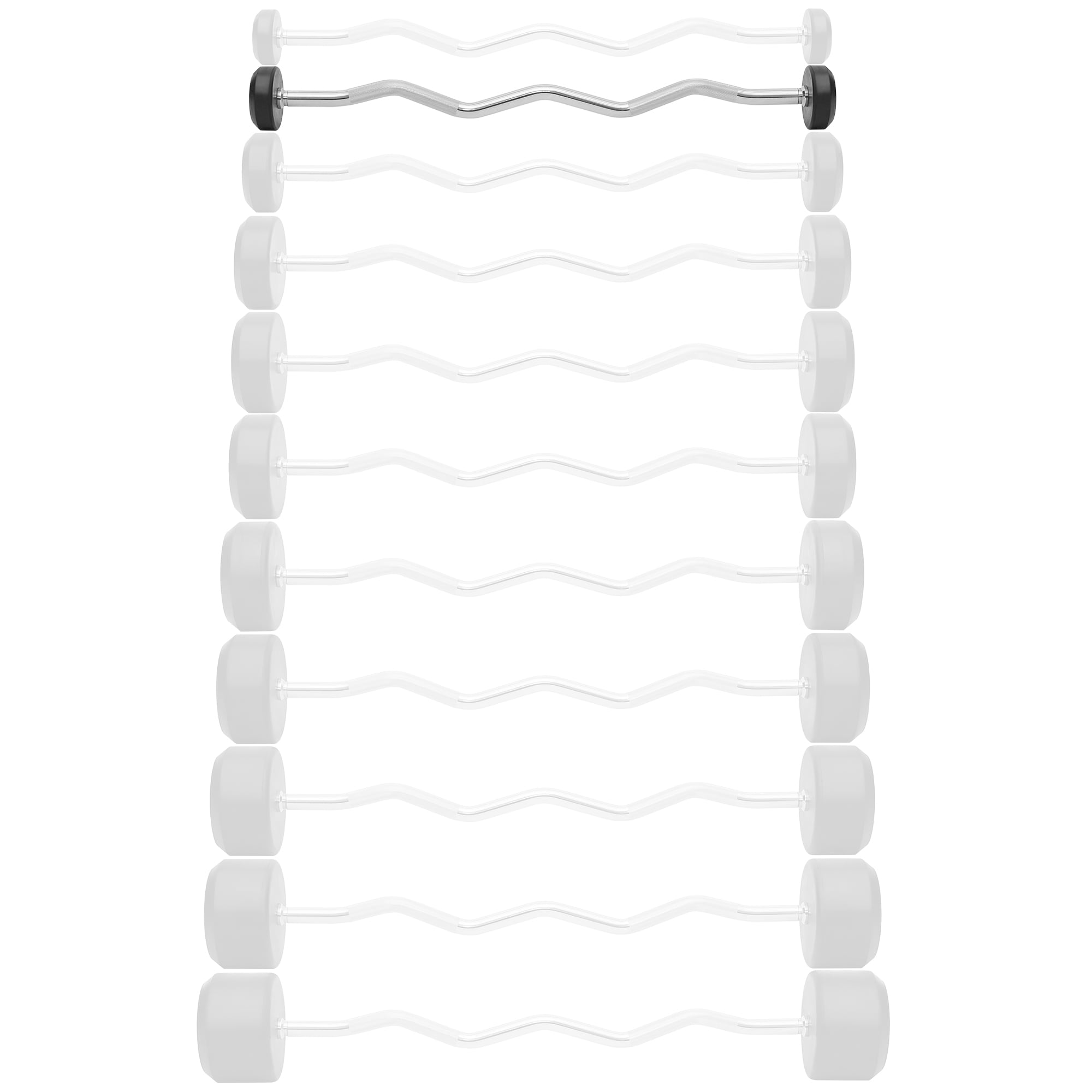 Philosophy Gym Rubber Fixed Barbell, 20 LB Pre-Loaded Weight EZ Curl Bar for Strength Training & Weightlifting