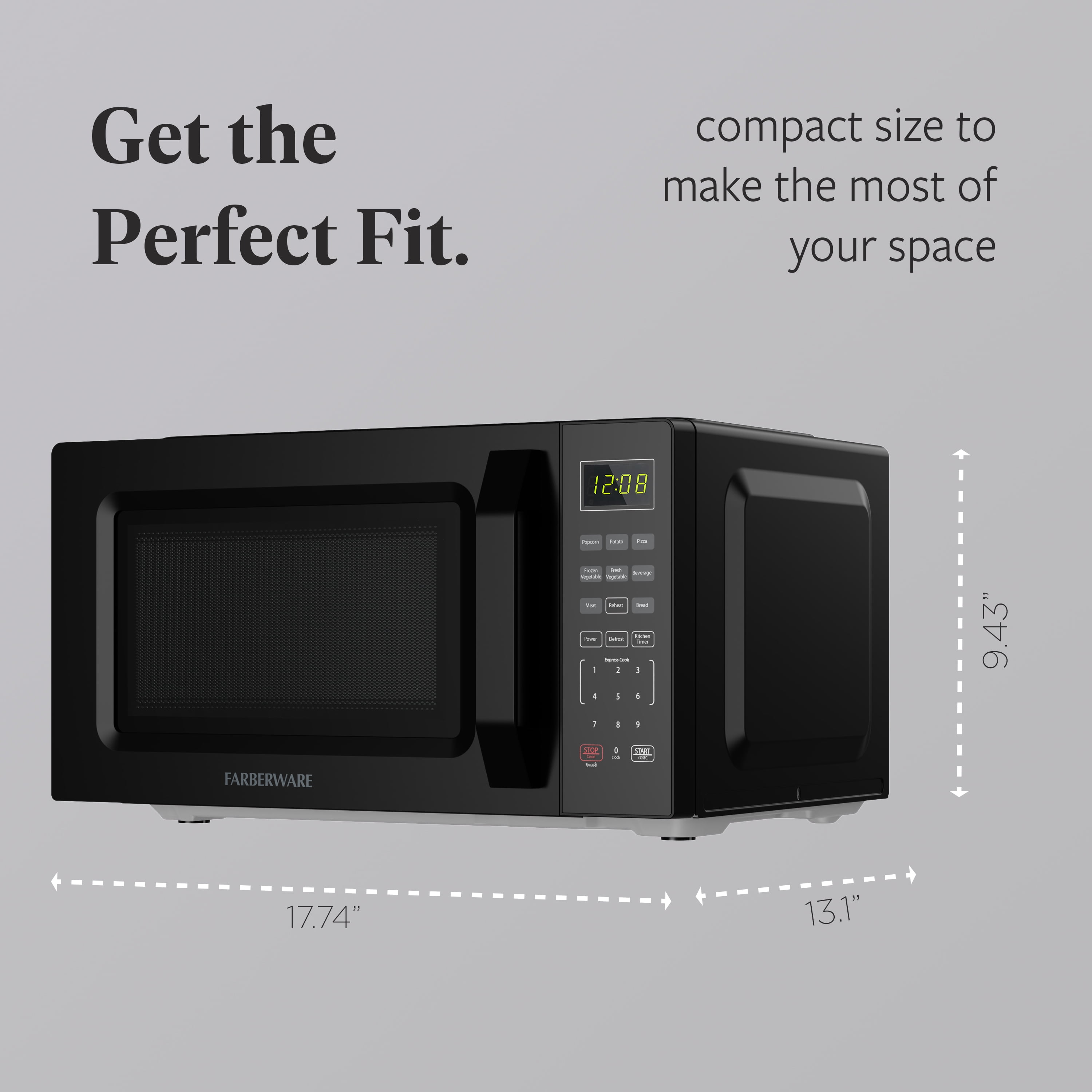 Farberware 1.1 cu ft Microwave Oven,1000W Countertop Microwave Oven with Auto Cook Menu, Black