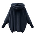 thumbnail image 4 of WEIYLL Fleece Jacket Women Long Sleeve Solid Color Fuzzy Open Front Hooded Cardigans Pocket Navy Fall Tops Size 4XL, 4 of 4
