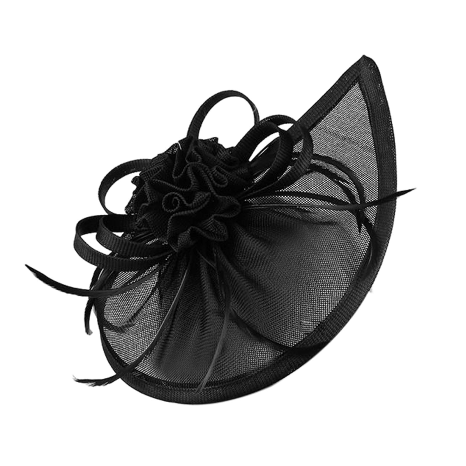 Black Fascinators Hat Headdress Headband Hair Clip Top Hat Wedding