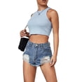 thumbnail image 2 of Liacowi Women Sleeveless Vest Top Solid Crew Neck Rib Crop Top Basic Slim Fit Tee Summer Casual Tank Tops, 2 of 6