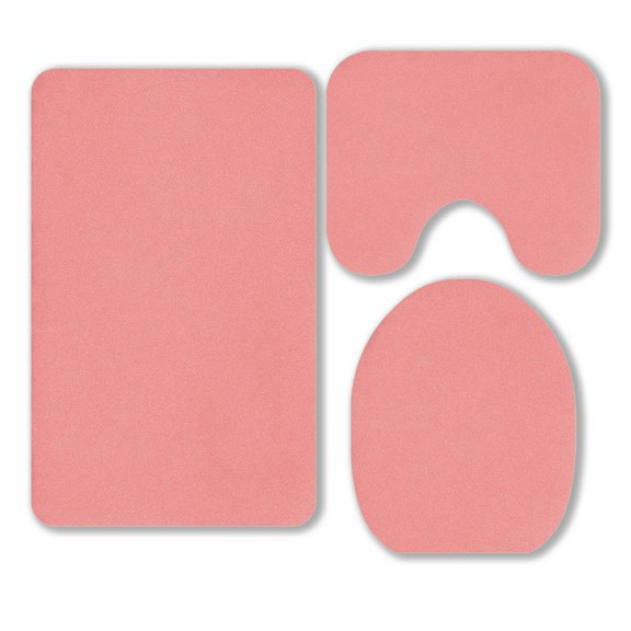 ECZJNT Spatter Stroke Rustic Dusty Tea Rose Color Sandy Grain Layer 3 Piece Bathroom Rugs Set Bath Rug Contour Mat and Toilet Lid Cover