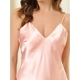 thumbnail image 4 of Unique Bargains Womens 2 Piece Satin Sleeveless Cami Strap Nightgown Pink Khaki S, 4 of 5