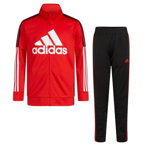adidas Big Kids Two-Piece Contrast 3-Stripe Tricot Track Set, Large
