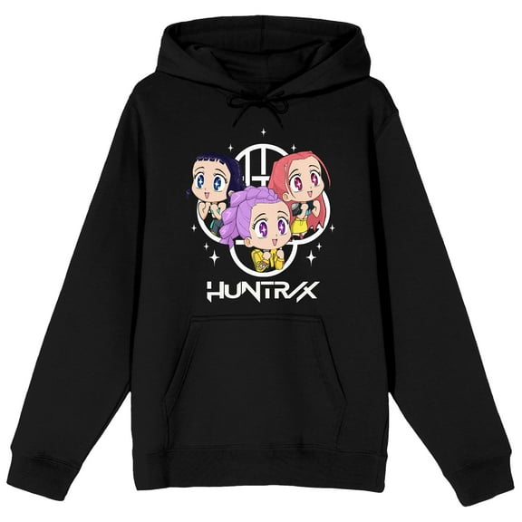 Kpop Demon Hunters Huntrx Excited Kawaii Men's Black Long Sleeve Hoodie-Medium