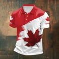 thumbnail image 2 of Men's Polo Shirts Men's Short Sleeve Casual Crewneck T Shirt Canada Print Graphic Tee Everyday Comfort Lightweight Breathable Red S, 2 of 3