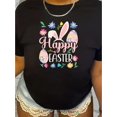 thumbnail image 1 of Happy Easter Women's Plus Size T-Shirt - Casual Polyester Knit Fabric, Round Neck, Alphabet Pattern, Spring Short Sleeve Letter Tee Tee For Adult, Men, Women, Teen, Teenager, Adolescent, Youth, 1 of 7
