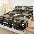 thumbnail image 3 of jejeloiu Boho Exotic Bull Skull Twin Sheet Set (3-Piece) Brown Black Aztec Microfiber Decor For Boys Teens, 3 of 7