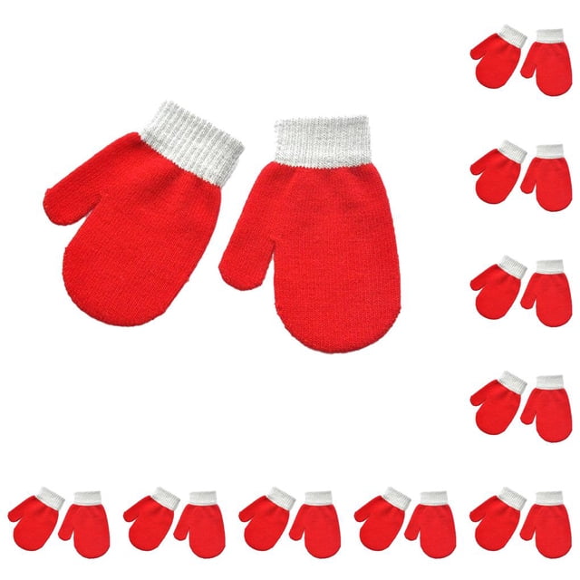 Qarigey 1 par de mitones para niños, accesorio de ropa de estilo Simple para exteriores, cubierta de mano para niñas, niños, mitones para invierno, Rojo brillante 10piezas Qarigey CBP344415