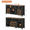 thumbnail image 2 of WAMPAT Farmhouse TV Stand, 65 Inch TV Compatible, Entertainment Center, Sliding Barn Doors, Mesh Doors, Tall Media Console, Open Storage Space, Living Room Furniture, Black & Brown, 2 of 8
