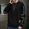 thumbnail image 3 of Ropa para hombre Sudaderas empalmadas para hombre Jersey bordado Camiseta sin capucha Top negro de una pieza Estilo coreano Ofrece calidez, 3 of 5
