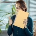 thumbnail image 6 of Blank Spiral Notebook, 5" X 8" Hardcover Sketch Book, Glossy Card Cover Leather Grain Texture, 180掳 Lay-Flat Binding, for School Work, Yellow, 6 of 6
