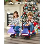 FanttikRide N7 Pro Electric Wiggle Car, Rechargeable Battery, 2-Speed, Anti-Rollover, Flashing Wheels, Bluetooth, Kids Car for Ages 3+, 150 lbs, Blue