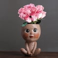 thumbnail image 4 of Hadanceo Flowerpot,Flowerpot Decoration Beautiful Art Design Fine Workmanship Hold Cheeks Holding Knees Decorative Resin Indoor Outdoor Plant Face Planter Household Supplies, 4 of 8