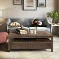 thumbnail image 6 of Warm Shaker Solid Wood 48 inch Wide Transitional Coffee Table in Farmhouse Brown, 6 of 12