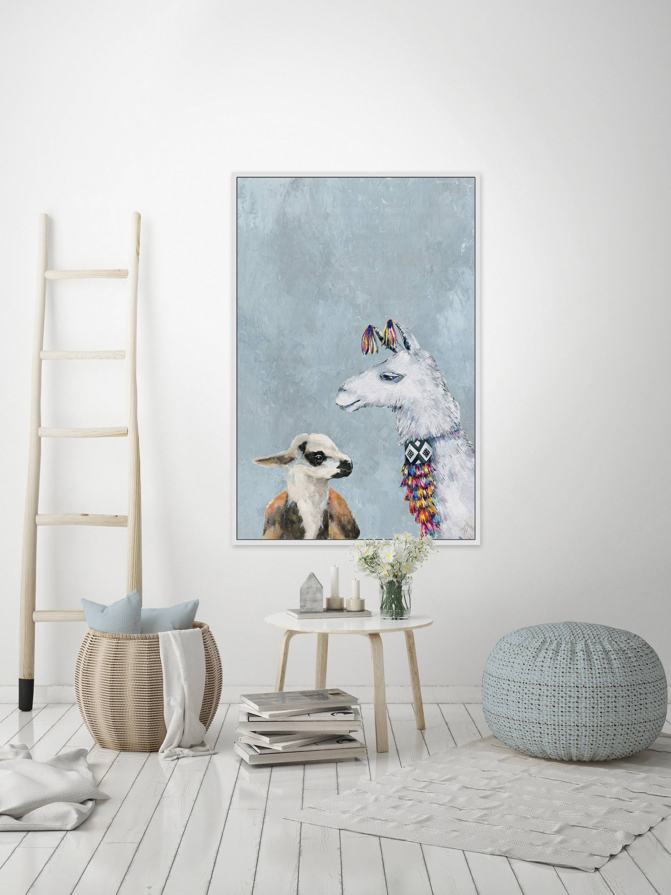 Fashion Power in Blue Floater Framed Painting Print on Canvas