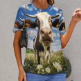 thumbnail image 6 of Farmhouse Highland Cow Funny Cattle And Flower T Shirts Basic T-Shirt Short Sleeve Ladies Tee Shirt Summer Graphic Clothing, 6 of 6