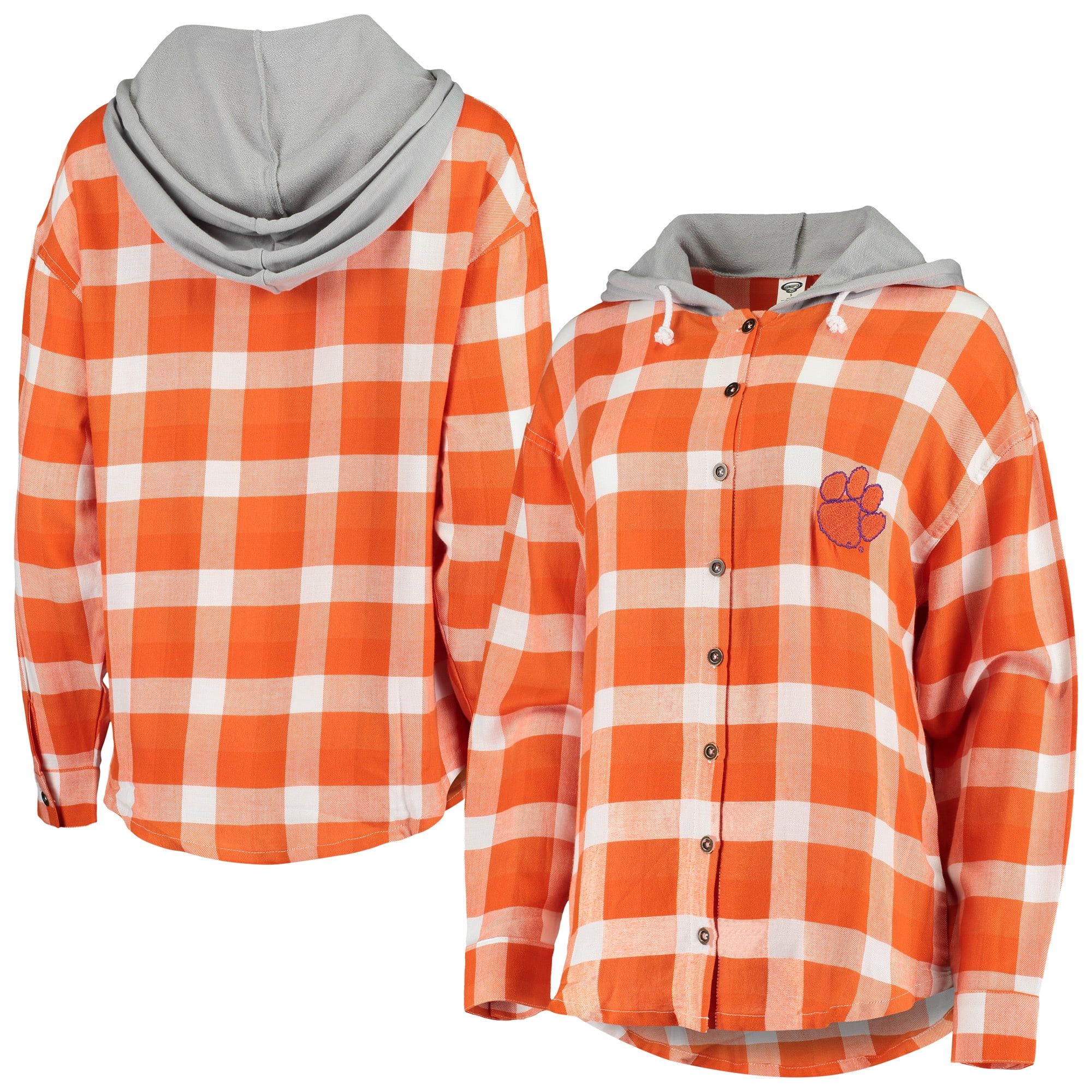 plaid button up hoodie