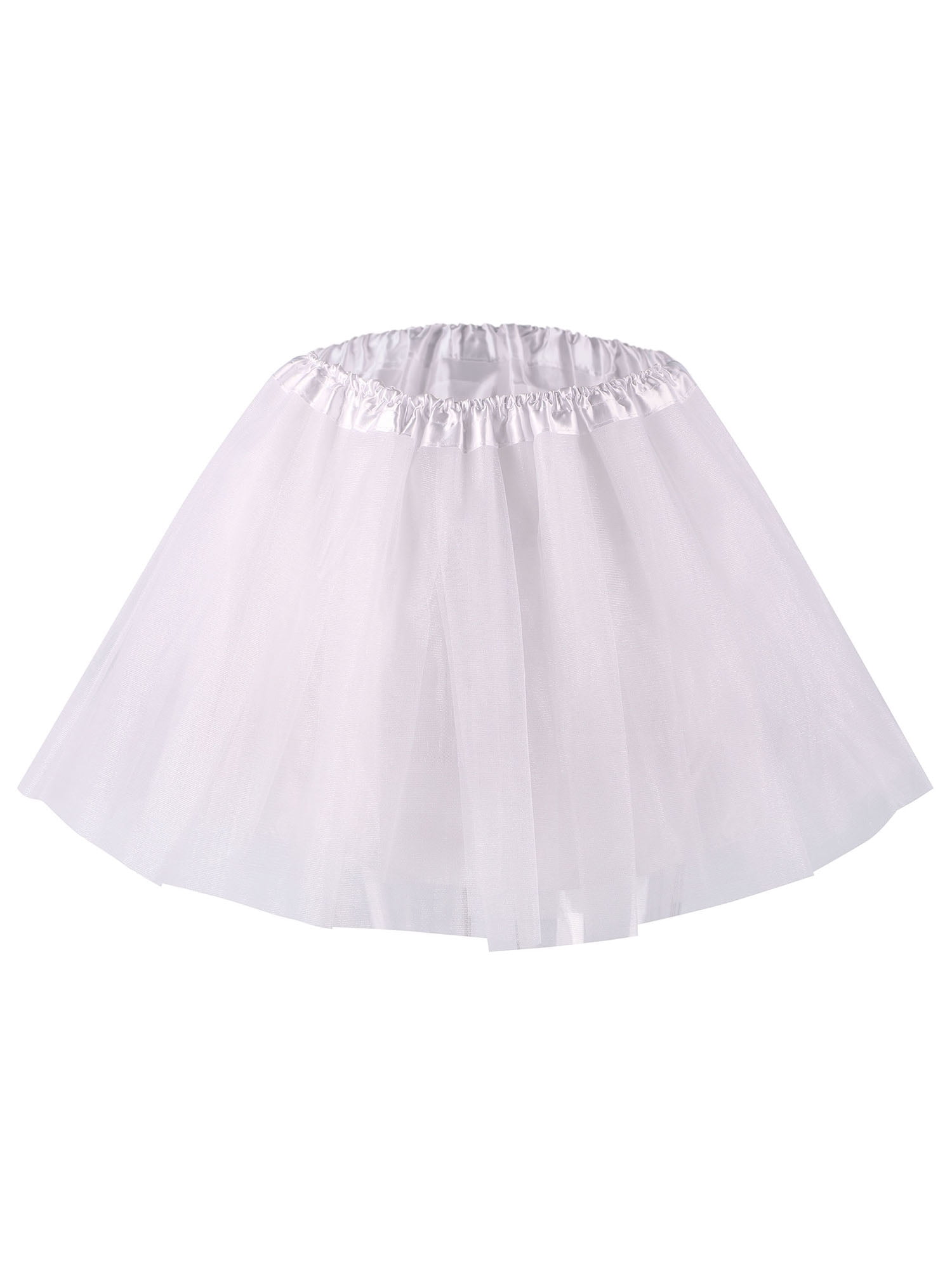 Womens Tutu Classic 4 Layered Satin Lined Ballerina Tutu Skirt,White