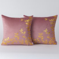 Luxury Decorative Throw Pillow Covers 2-Pack with Metallic Botanical & Butterfly Accents, Soft Modern Cushion Cases for Sofa Couch Bed Living Room Home Decor – Cover Only