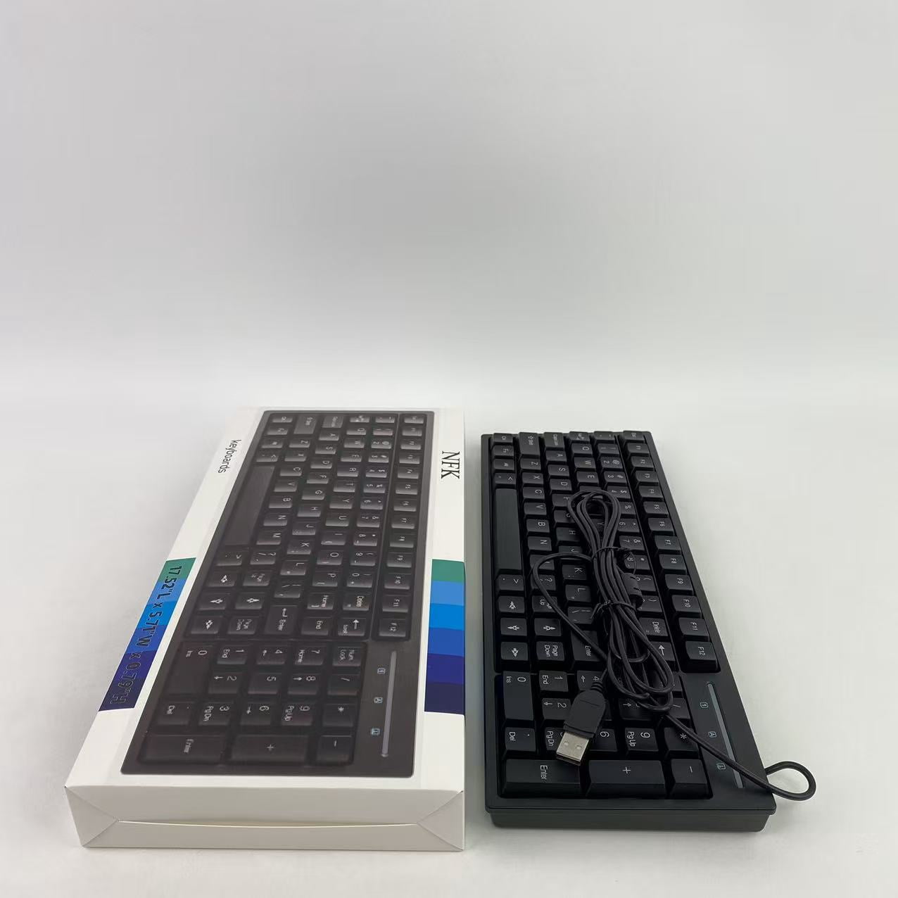 NFK Keyboards,Ultra-Slim Compact USB Wired Keyboard for Mac and PC,Windows 10/8 / 7 / Vista/XP (Black) (1PCS)