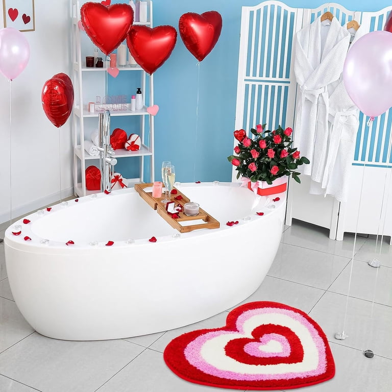 Fluffy 26*37cm Love Heart Shape Non Slip Bath Mats Carpet Set Shower Mat Toilet Bathroom Rugs Home Decor From 6,86 € | DHgate