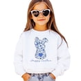 thumbnail image 2 of Happy Easter Sweatshirt for Women Teens and Girls Blue Floral Chinoiserie Bunny Pullover White Sweatshirt Youth XS, 2 of 5