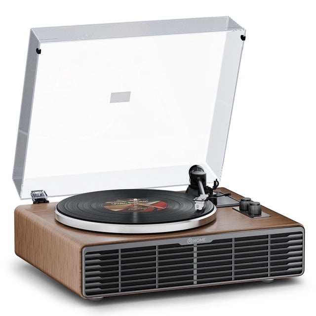 Tocadiscos de vinilo XJ-HOME Bluetooth 33/45 RPM acabado nogal