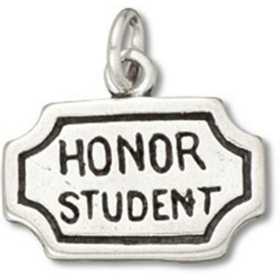 Sterling Silver 18" 1.2mm Box Chain HONOR STUDENT Picture Plaque Pendant Necklace