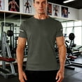 thumbnail image 2 of YLSDY Men's Quick Dry Running T-Shirts Reflective Stripe Athletic Short Sleeve Tees Multi Color Army Green XL, 2 of 9