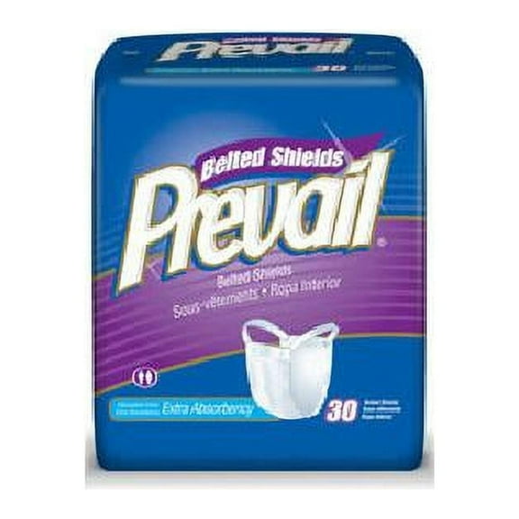 Prevail Belted Shields Extra Absorbency Undergarment, White - 30 Ea / 4 Pk