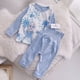 thumbnail image 1 of [] Nuevo conjunto de pijamas cálidos de terciopelo alemán con cintura alta para niños de otoño e invierno, costura deshuesada, terciopelo alemán cepillado, 1 of 4