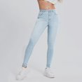 thumbnail image 3 of Aayomet Denim Womens Womens Classic Jeans Casual Slim High Waist Blue Denim Pencil Pants Trousers,Light Blue M, 3 of 5