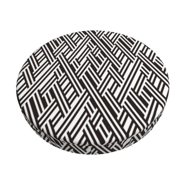 Disketp Black White Stripes Funda Redonda para Taburete, Funda de Cojín para Silla de Bar Suave y Elástica-14 inch
