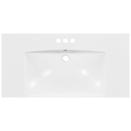 36x18" Rectangular 3 Hole Bathroom Resin Sink, Vanity Top Sink Only, Fits 4" Center Faucet, White (Faucet and cabinet not included)