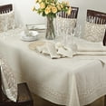 thumbnail image 4 of SARO 493.N1672B 16 x 72 in. Rectangular Embroidered Swirl Design Linen Blend Table Runner - Natural, 4 of 4