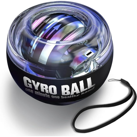 Gyro Ball with Wristband, Powerball Gyroscope Auto-Start for Wrist Forearm Exerciser, Power Ball for Arms, Fingers, Wrist Bones and Muscles Strengthening & Training with 5 Colors LED Lighting