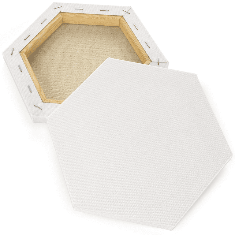 Arteza Classic Blank Hexagon Stretched Canvas, 12 Diameter, , Blank Canvas Boards for Painting - 9 Pack