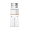 thumbnail image 3 of GZXS 67" Modern Buffet with Hutch, Kitchen Pantry Microwave Cabinet with Framed Glass Doors and 2 Drawers, White, 3 of 10