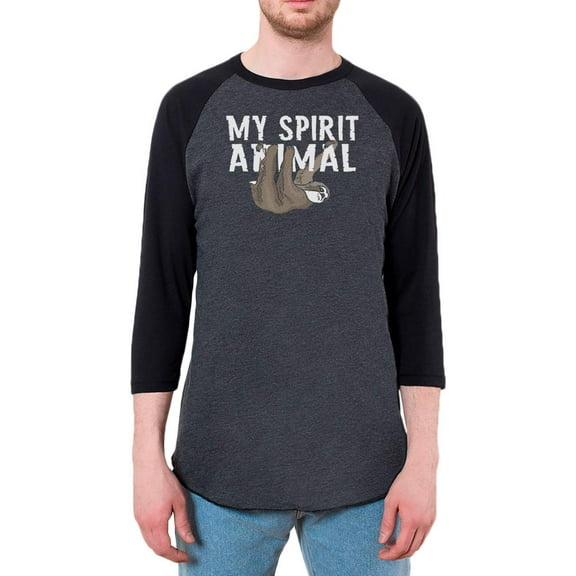 Sloth is My Spirit Animal Mens Raglan T Shirt Heather Black-Black 2XL