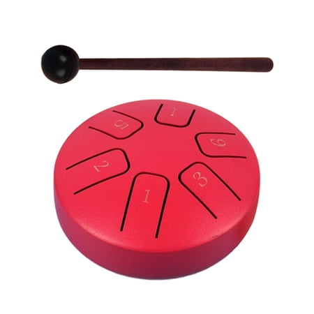 Drum Hand Pan Drum Musical Instrument 6 Notes 3.8 inch Portable Entertainment Ethereal Drums Hand Pan Mini Hand Drum for Gifts Yoga Red