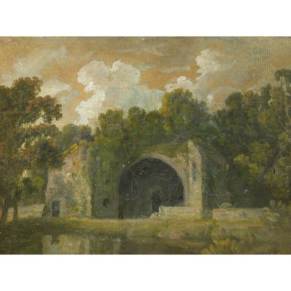 Attributed Thomas Churchyard Ruins In A Landscape Painting Extra Large XL Wall Art Poster Print