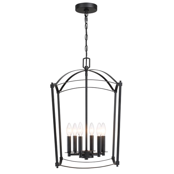 15 inch 6-Light Matte Black Pendant Light for Kitchen Light Fixtures for Living Room