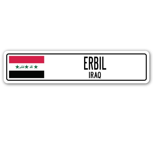 ERBIL IRAQ Street Sign Iraqi flag city country road wall gift